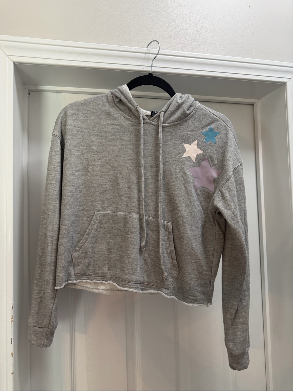 Wildfox Gray Hoodie with Pastel Star Detail